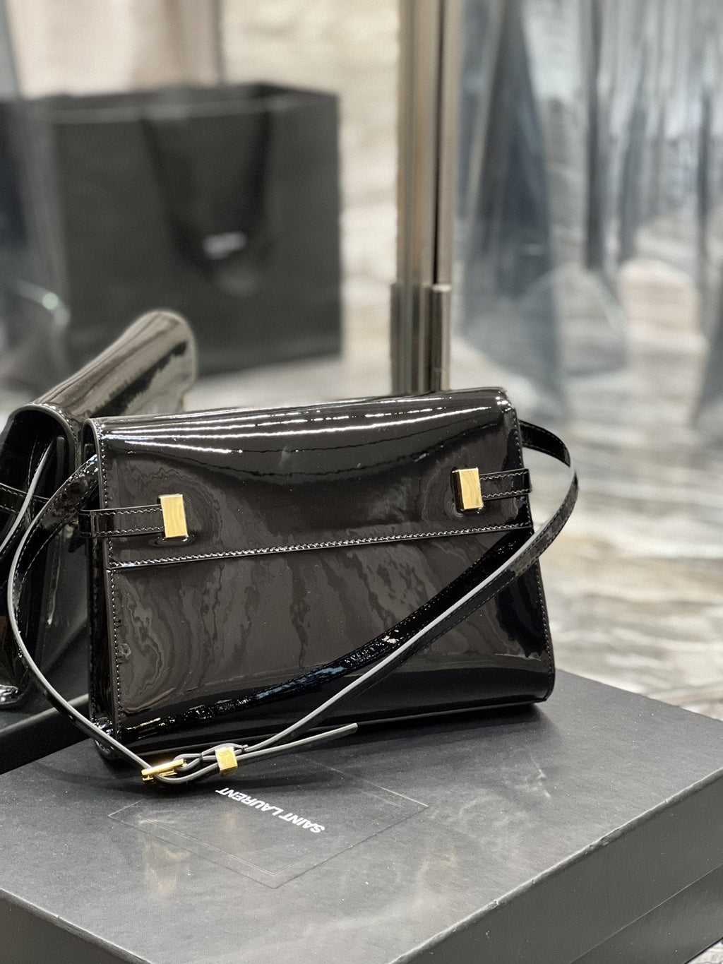 Manhattan Small Shoulder Bag Black For Women 9.4in/24cm YSL 675626B870J1000
