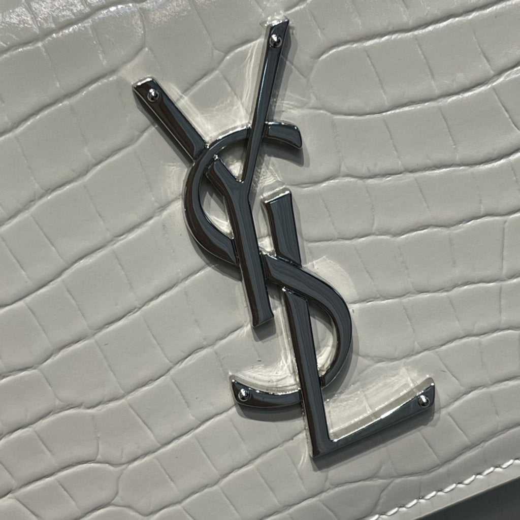 YSSL Sunset Medium Chain Bag For Women 8in/22cm White YSL 442906DND0N9207