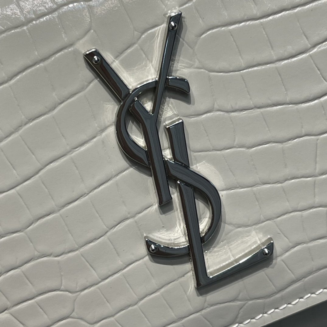 YSSL Sunset Medium Chain Bag For Women 8in/22cm White YSL 442906DND0N9207