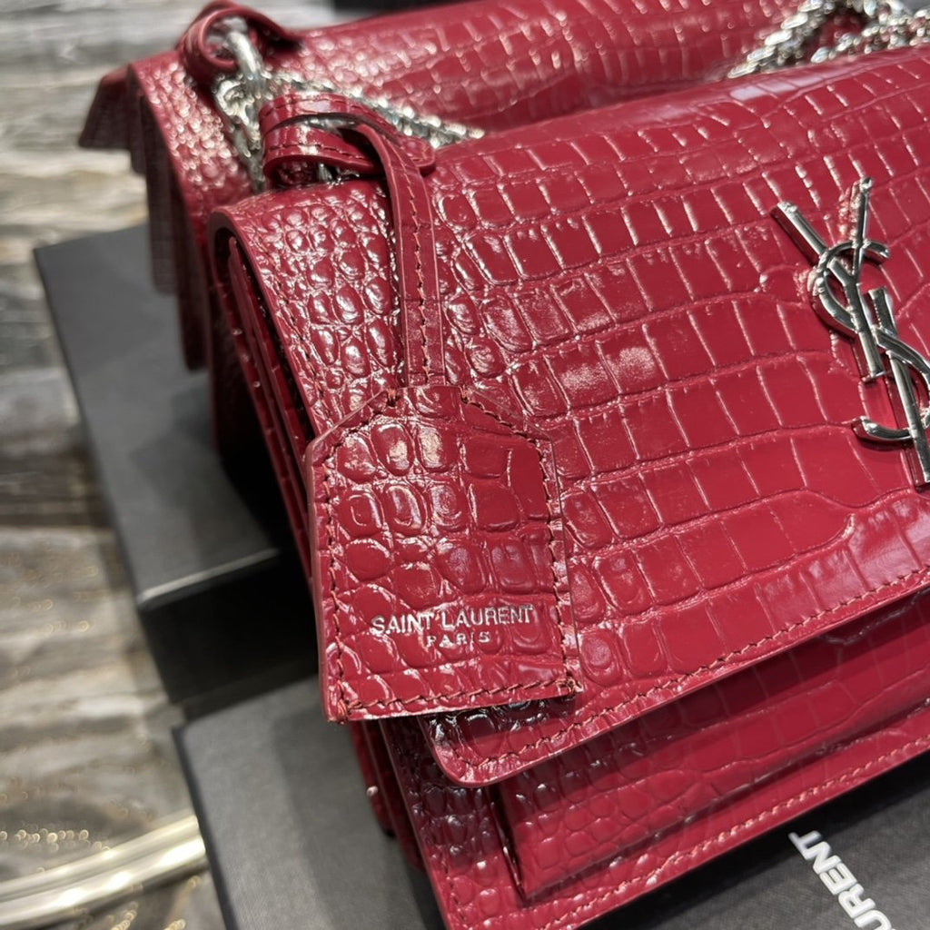 YSSL Sunset Medium Chain Bag Red For Women 8in/22cm YSL