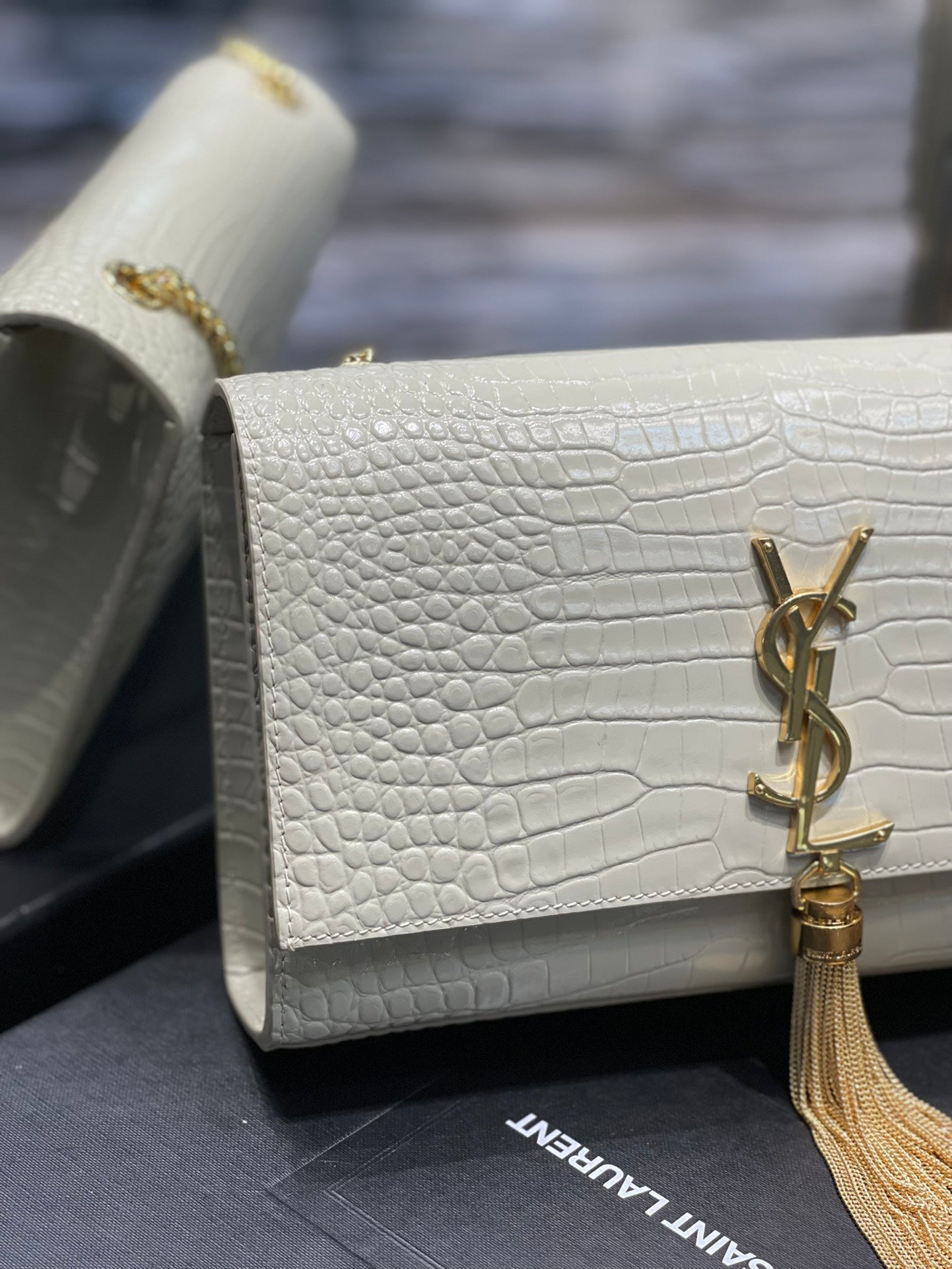 Top Quality Kata MeTop Qualityum Chain Bag White  With Tassel For Women 9.4in/24cm YSL 354119DND0J9207