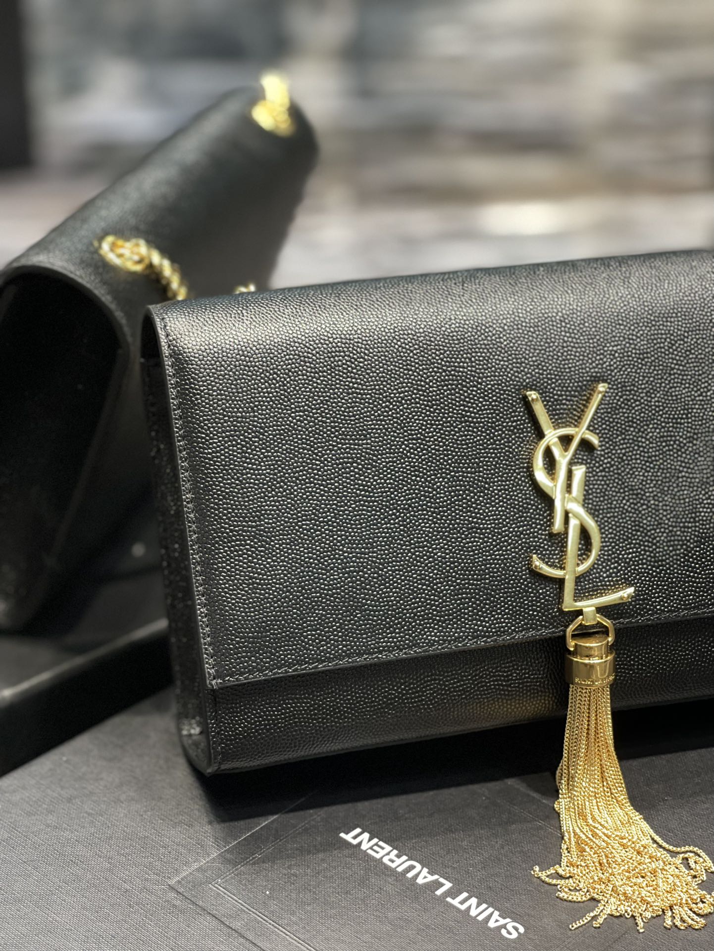 Top Quality Kata MeTop Qualityum Chain Bag Black With Tassel For Women 9.4in/24cm YSL 354119BOW0J1000
