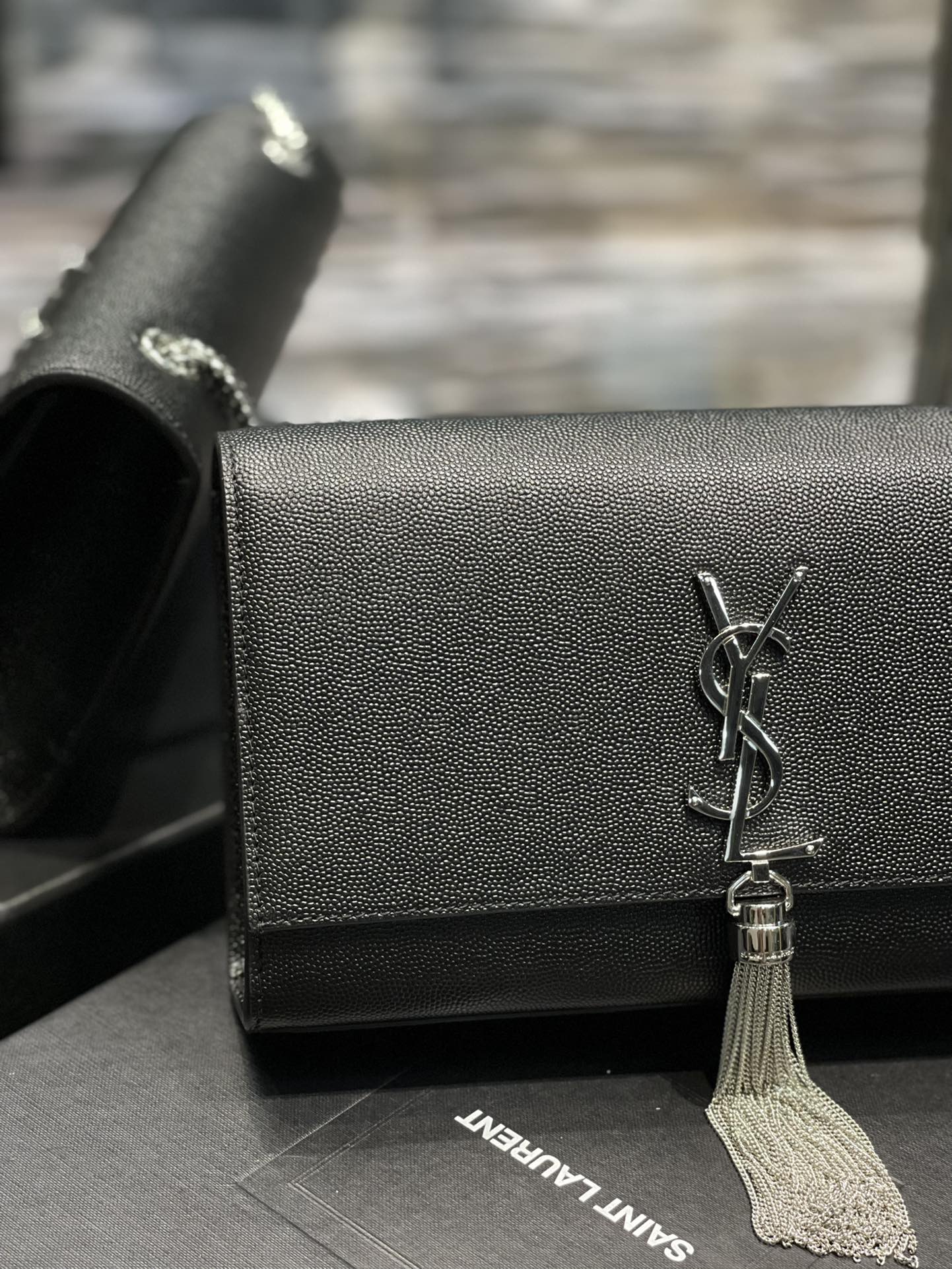 Top Quality Kata MeTop Qualityum Chain Bag Black With Tassel For Women 9.4in/24cm YSL 354119BOW0N1000