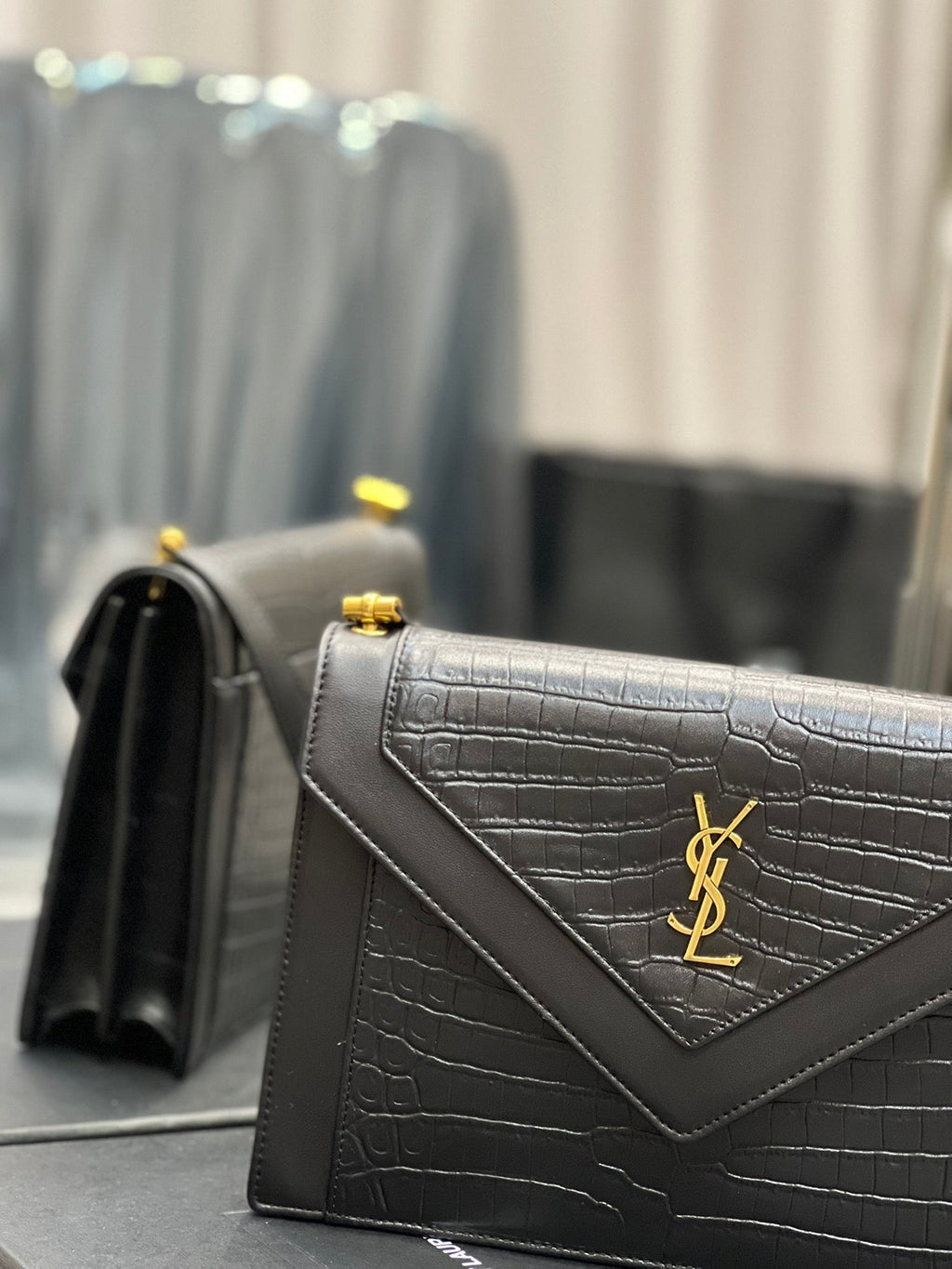 YSSL Gaby Satchel Bag In Black With Gold Toned Hardware For Women 10in/26cm YSl 695724DZEUW1000