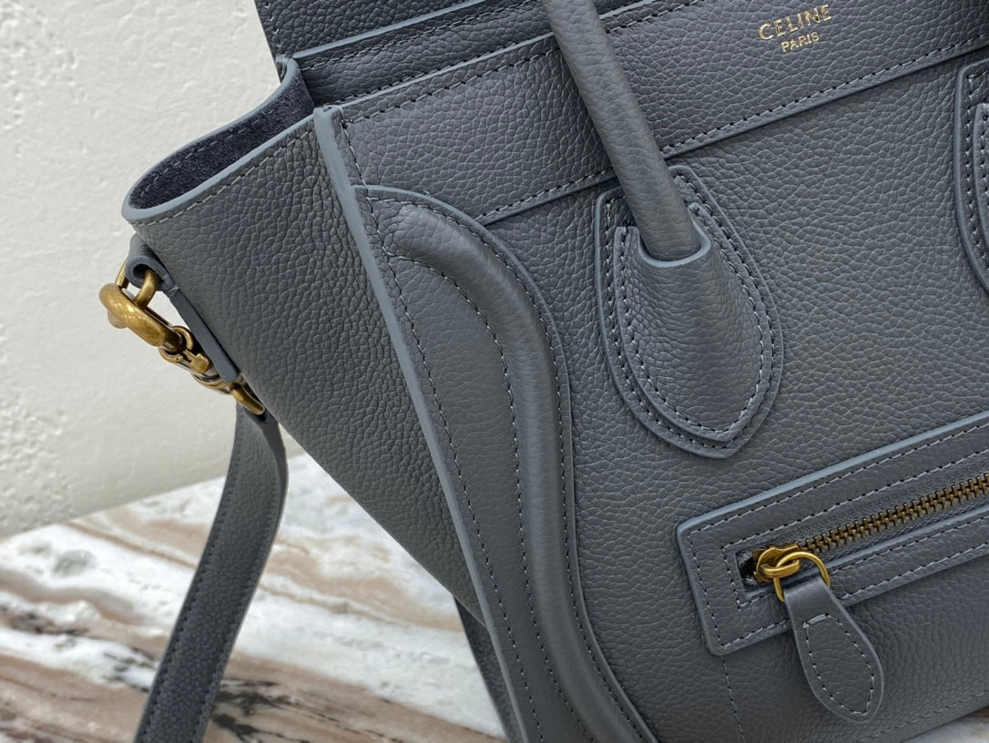 Top Quality Nano LuGucciage Bag In Drummed Grey For WomLB 8in/20cm 189243AQL.10KL
