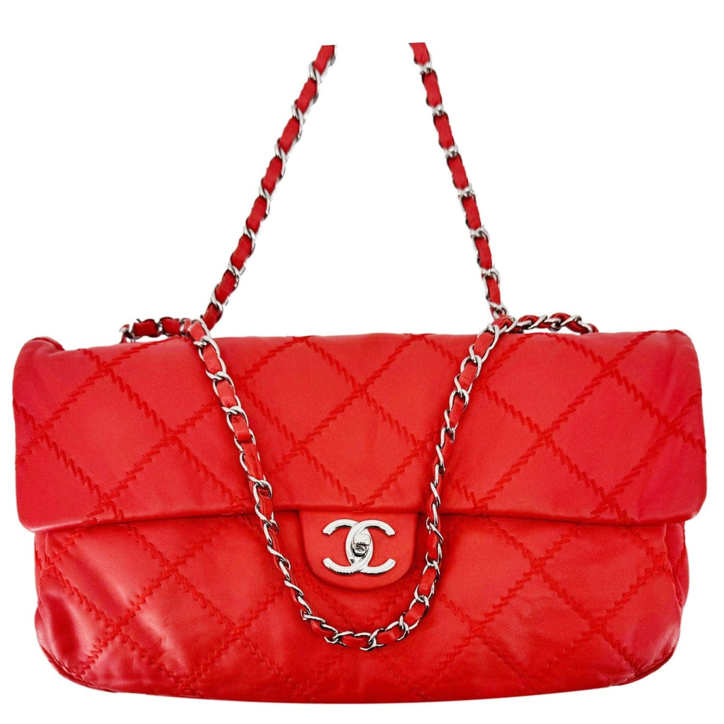 Chanel Ultimate Stitch Flap Large Quilted Leather Crossbody Bag Red