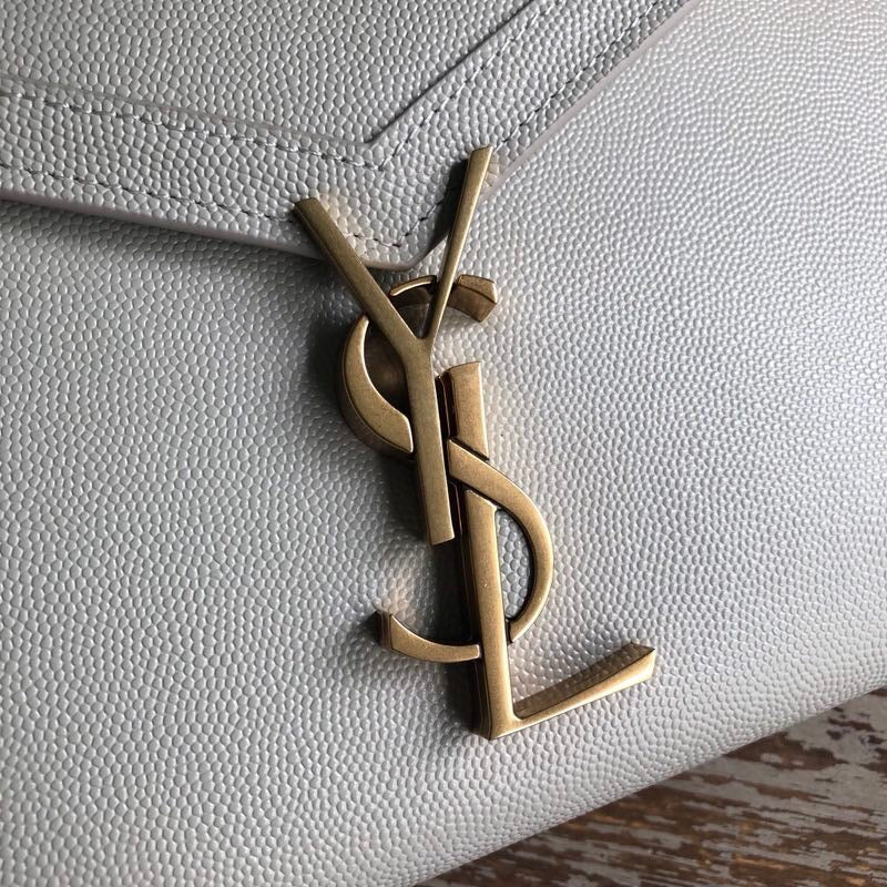 Saint Laurent Cassandra Flap-Front Crossbody Bag White For Women 8.7in/22cm YSL 