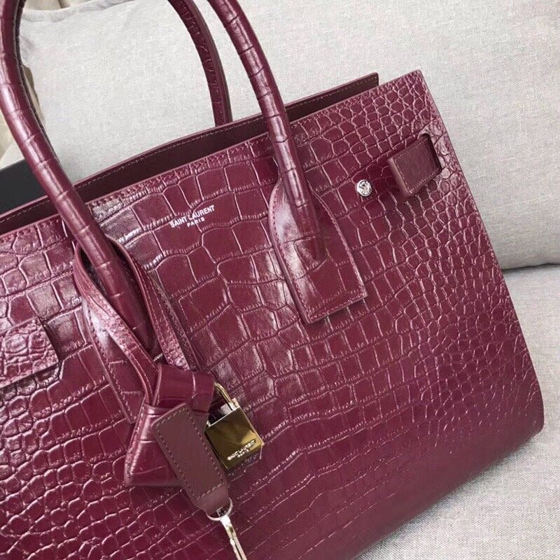 YSSL Sac De Jour Small In Embossed Crocodile Burgundy For Women 12.5in/32cm YSLÂ 