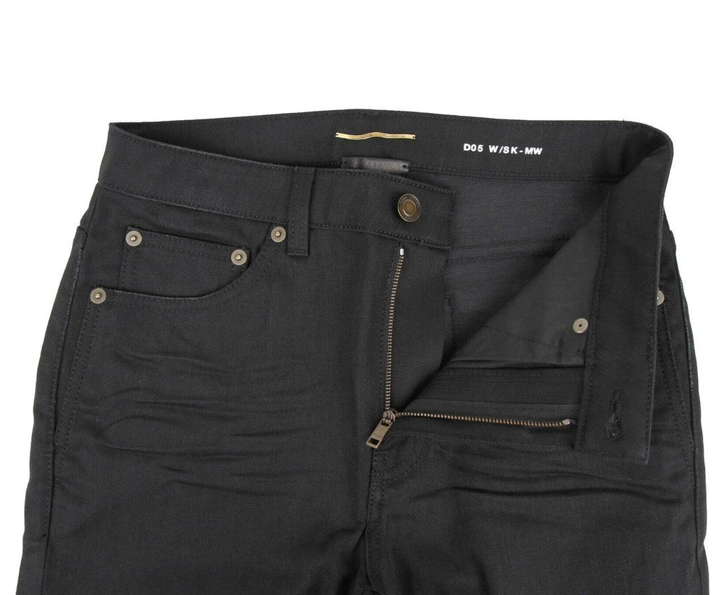 Saint Laurent Women's Black Cotton Skinny Stretch Pants (Size: 28)