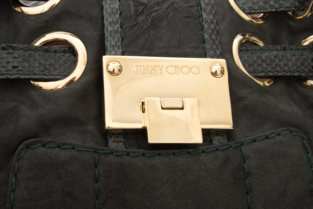 Jimmy Choo Green Watersnake Leather Shoulder Bag