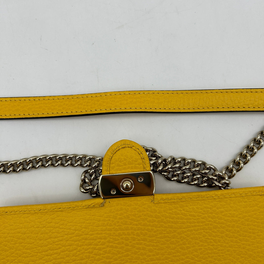 Gucci Interlocking Yellow Leather Clutch Bag