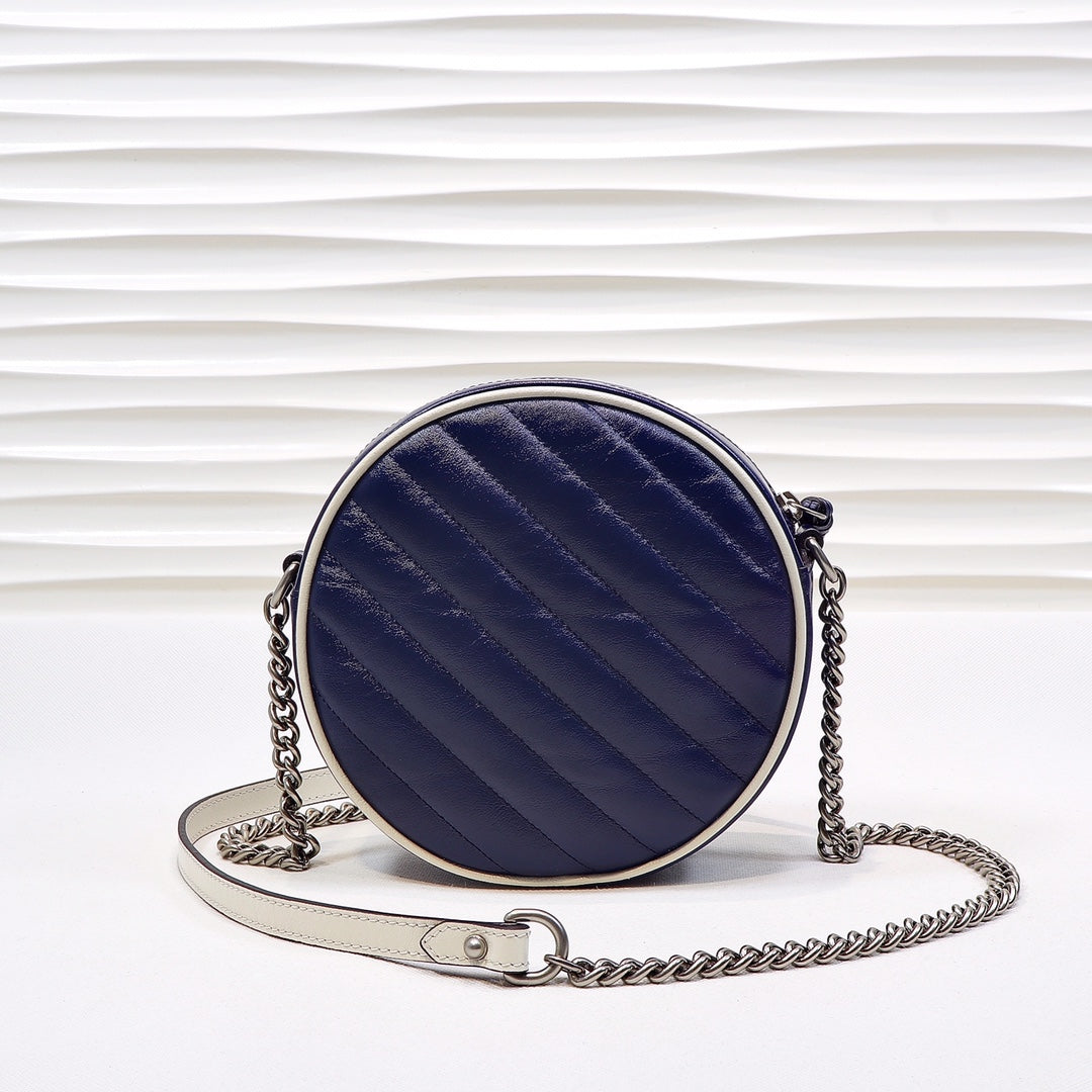 Gucci Marmont Mini Round Shoulder Bag Blue For Women 7in/18cm Gucci