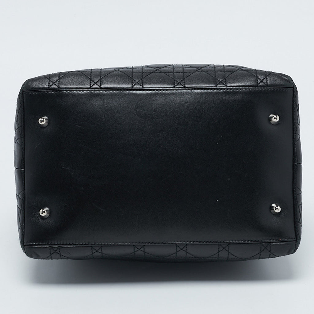 Dior Black Cannage Quilted Leather Soft Lady Dior Tote