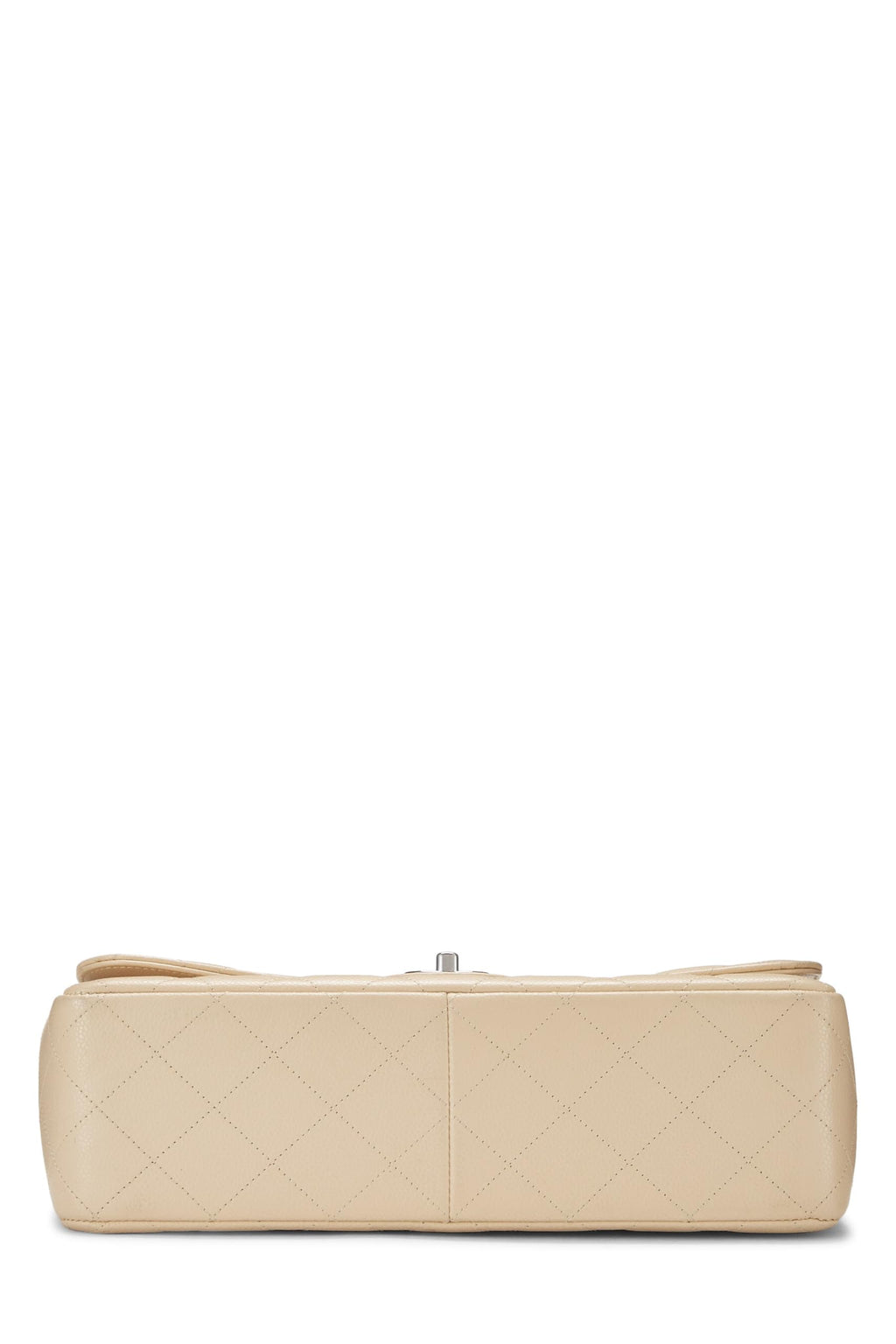 Chanel,  Beige Quilted Caviar New Classic Double Flap Jumbo, Beige