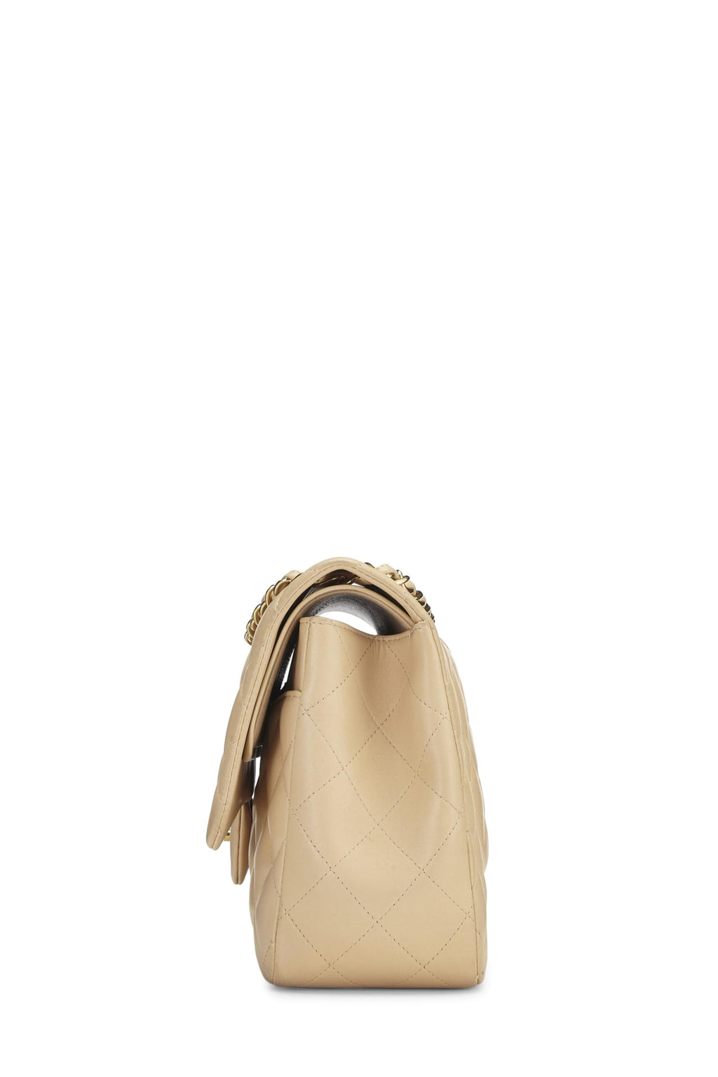Chanel,  Beige Quilted Lambskin New Classic Double Flap Jumbo, Beige