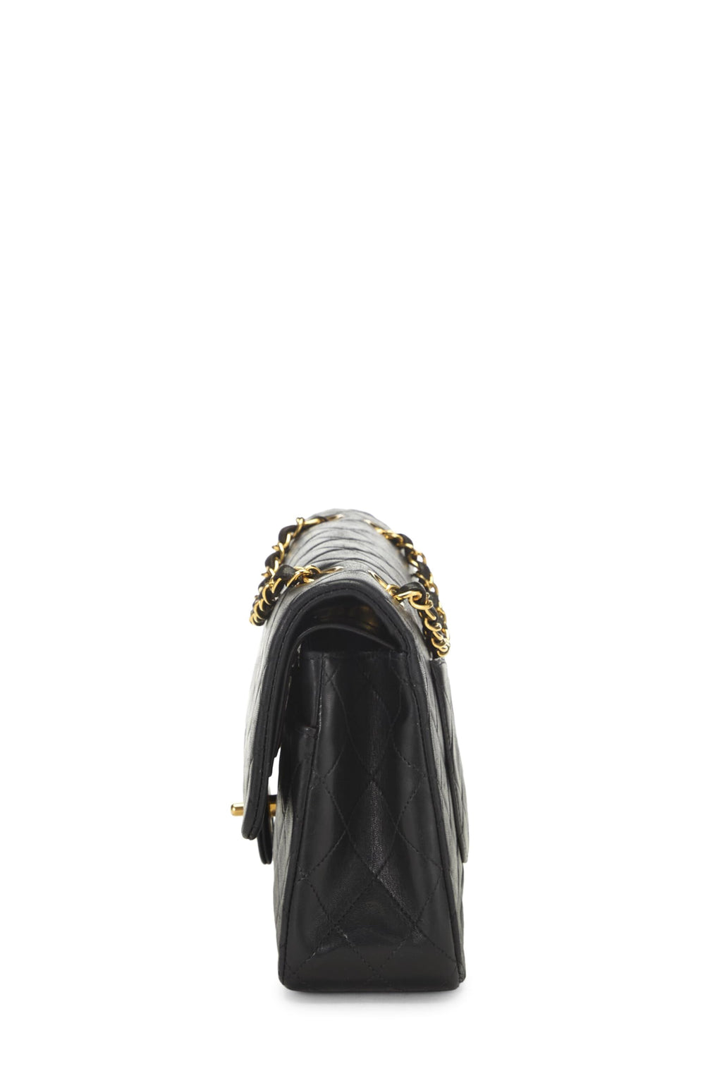 Chanel,  Black Quilted Lambskin Classic Double Flap Medium, Black