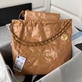 Chanel 22 Handbag Gold Hardware Shiny Camel For Women Handbags, Shoulder Bags 16.5in/38cm AS3261 B08037 NB356