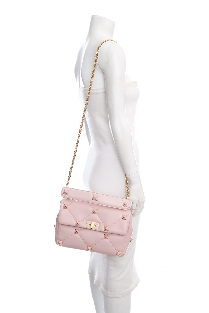 Valentino Pink Roman Stud Shoulder Bag
