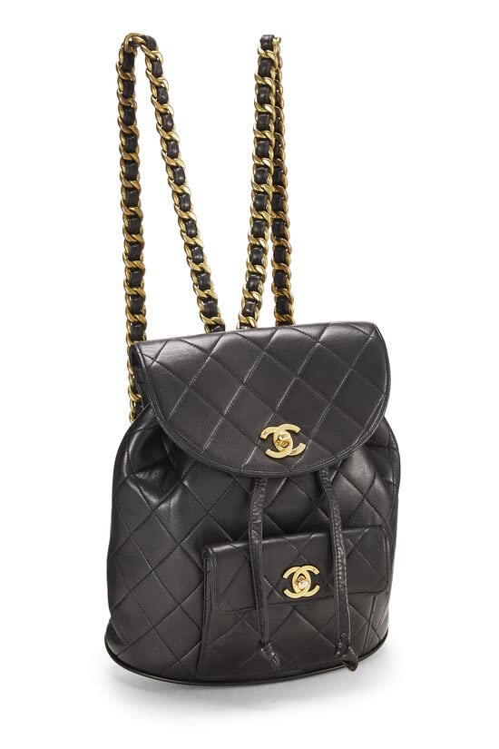 CHANEL,  Black Quilted Lambskin 'CC' Classic Backpack Medium, Black