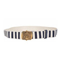 Gucci Men's Navy / White Fabric Brass Anchor Buckle Striped Belt (90 / 36)