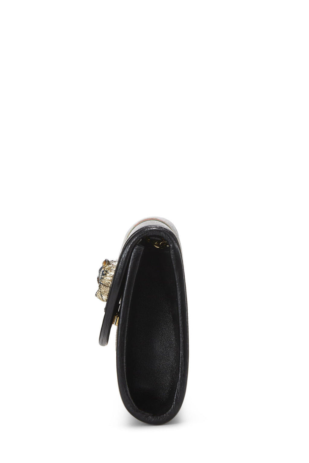 Gucci,  Black Leather Web Rajah Shoulder Bag Mini, Black