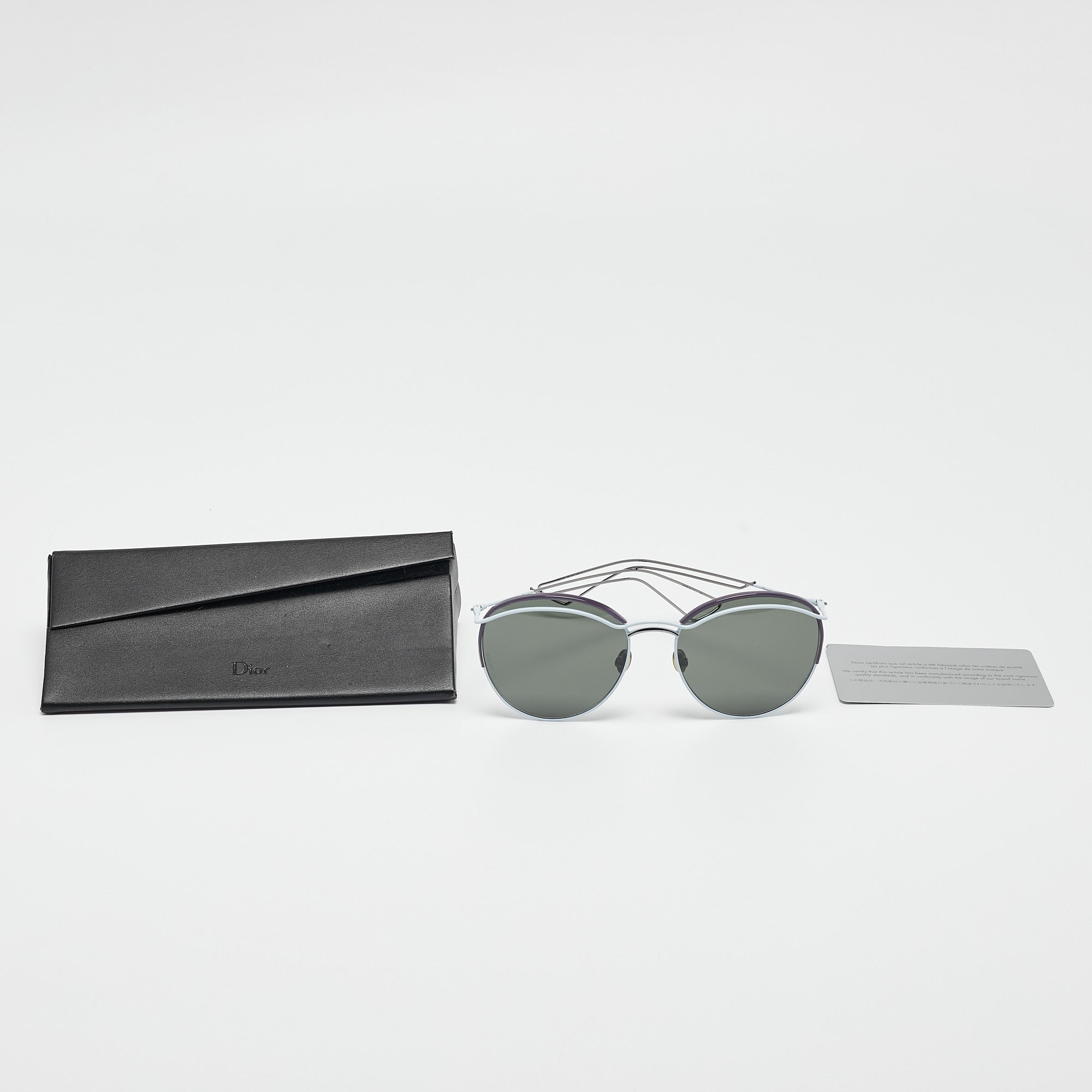 Dior Light Blue/purple Diorround Frame Aviator Sunglasses