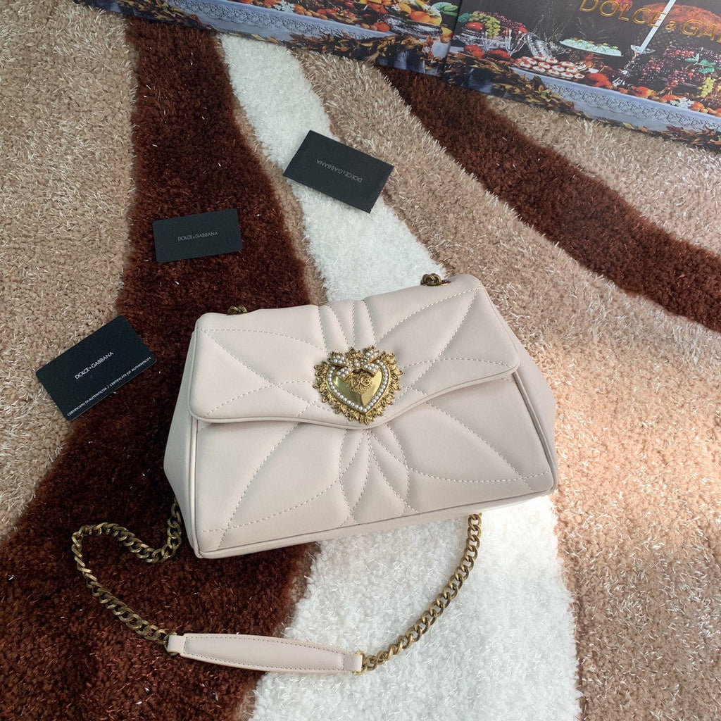 DG MeDiorum Devotion Shoulder Bag In Quilted Nappa White For Women 10.2in/26cm DG