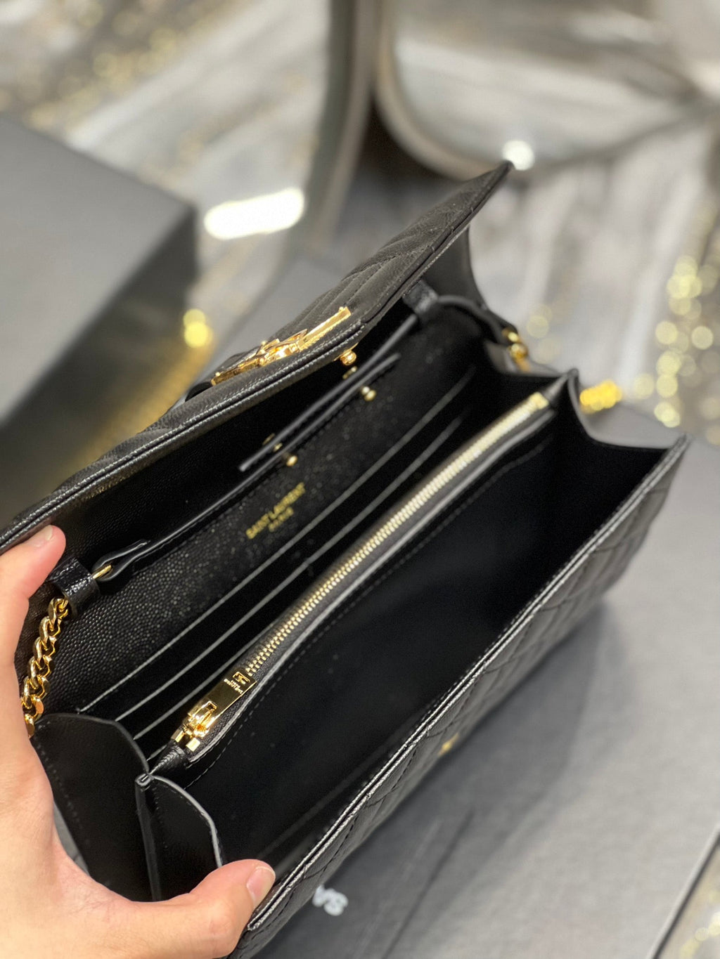 YSSL Envelope Small Chain Bag Black For Women, Women’s Bags 8in/22cm YSL