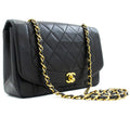 CHANEL Diana Flap Chain Shoulder Bag Black Quilted Lambskin Purse k28