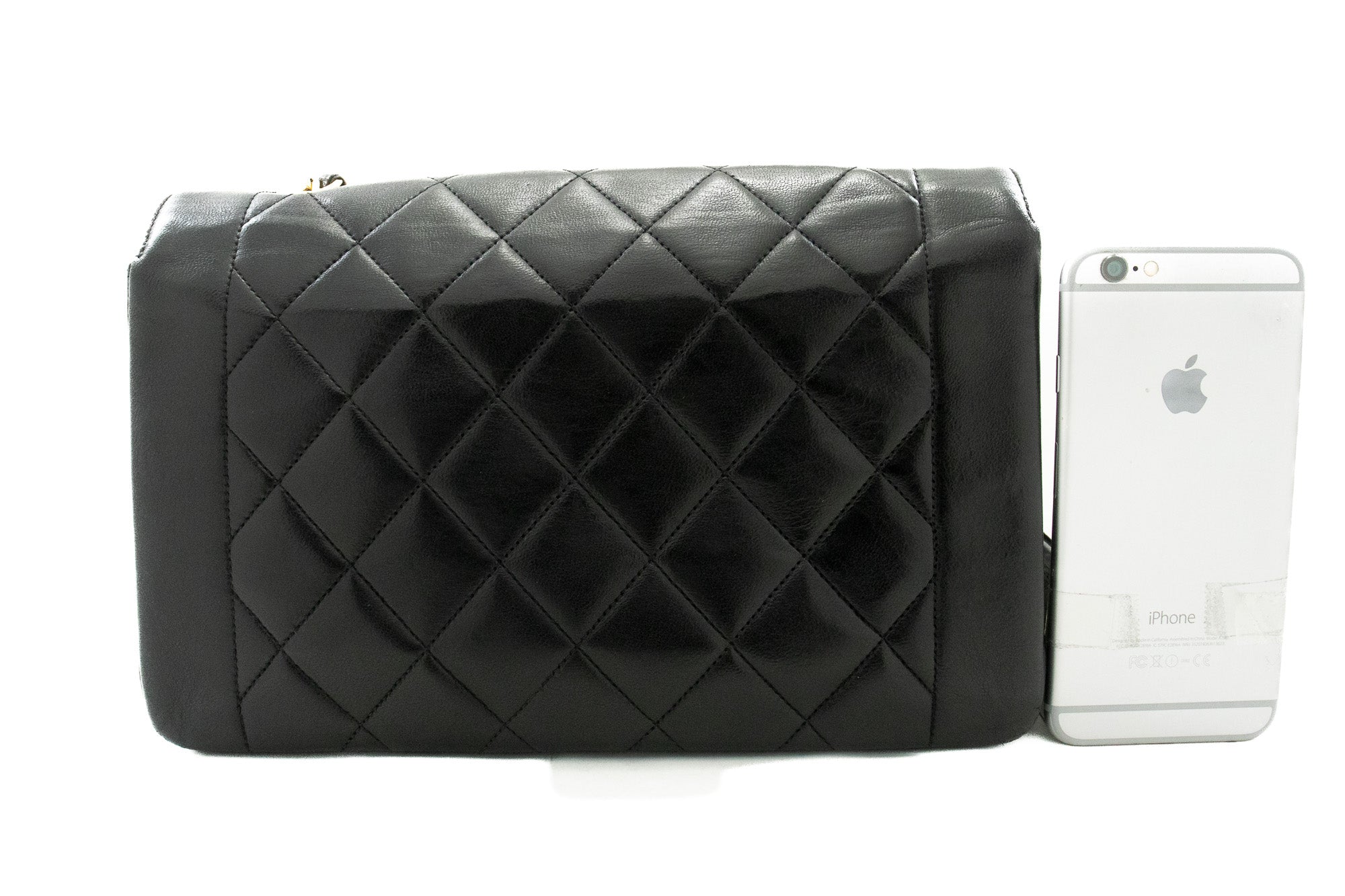 CHANEL Diana Flap Chain Shoulder Bag Black Quilted Lambskin Purse k28