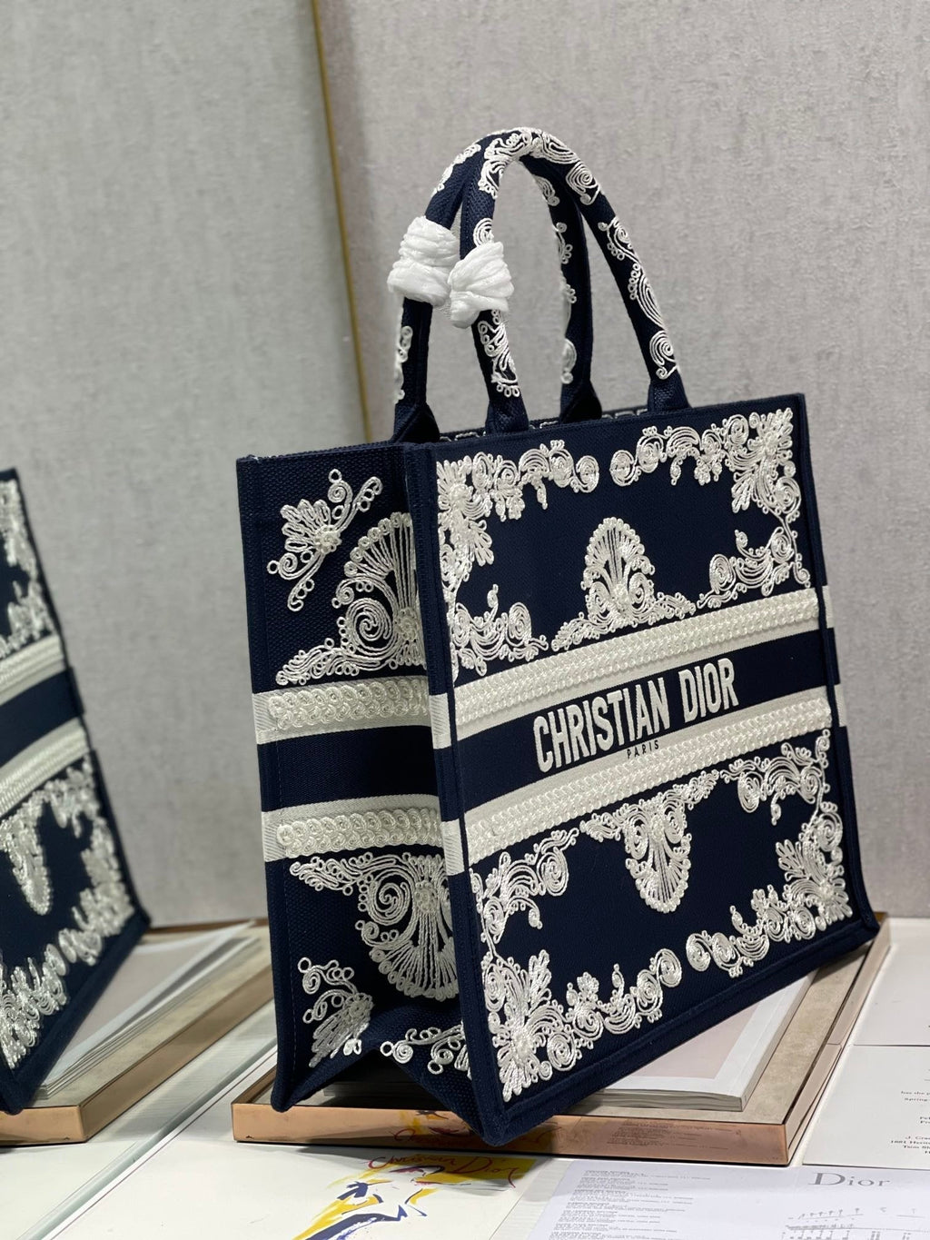 Dior MeDiorum Book Tote Blue and White Cornely Embroidery, Blue, For Women Women’s Handbags, Shoulder Bags, 42cm CD M1286ZTZB_M928