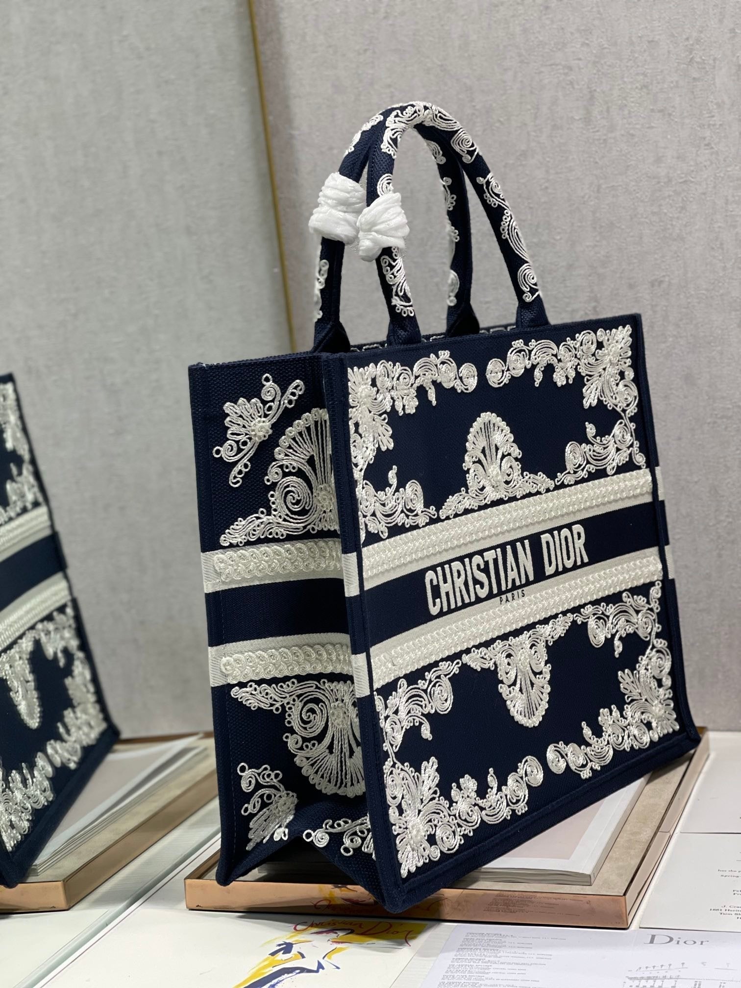 Dior MeDiorum Book Tote Blue and White Cornely Embroidery, Blue, For Women Women’s Handbags, Shoulder Bags, 42cm CD M1286ZTZB_M928