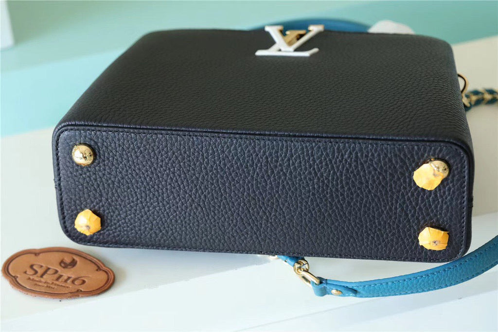Louis Vuitton Capucines Taurillon Black/Blue For Women, WomenÃƒÂ¢Ã¢â€šÂ¬Ã¢â€žÂ¢s Bags, Shoulder And Crossbody Bags 10.6in/27cm Louis Vuitton