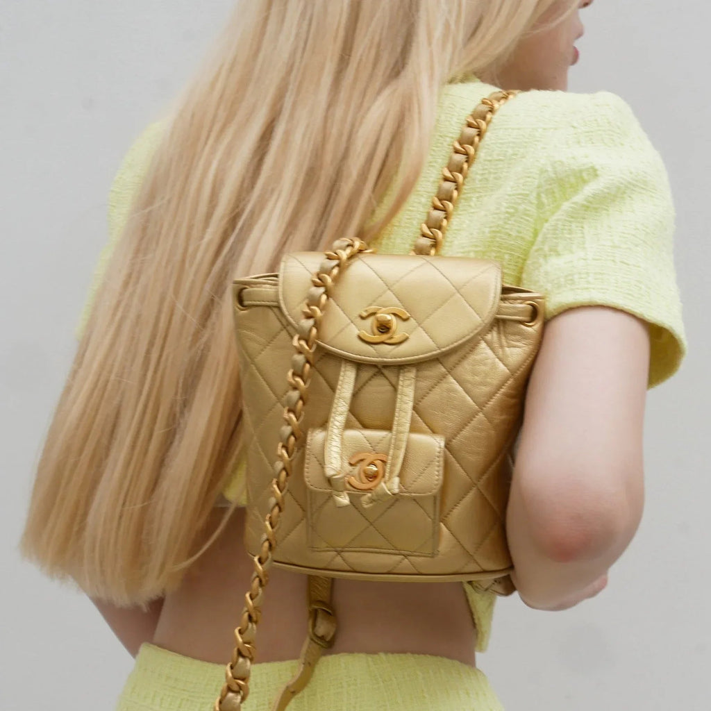 Chanel Gold Lambskin Duma Backpack Small