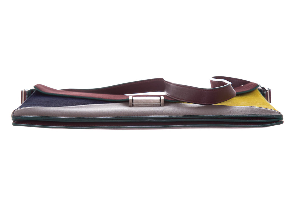 Celineline Multicolor Diamond Suede & Pony Hair Shoulder Bag