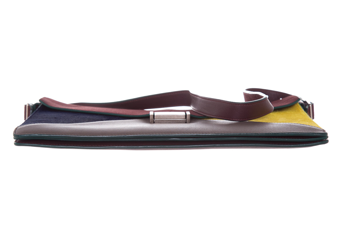 Celineline Multicolor Diamond Suede & Pony Hair Shoulder Bag