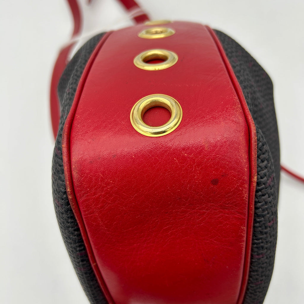 Yves Saint Laurent Red Canvas Leather Large Shoulder Bag