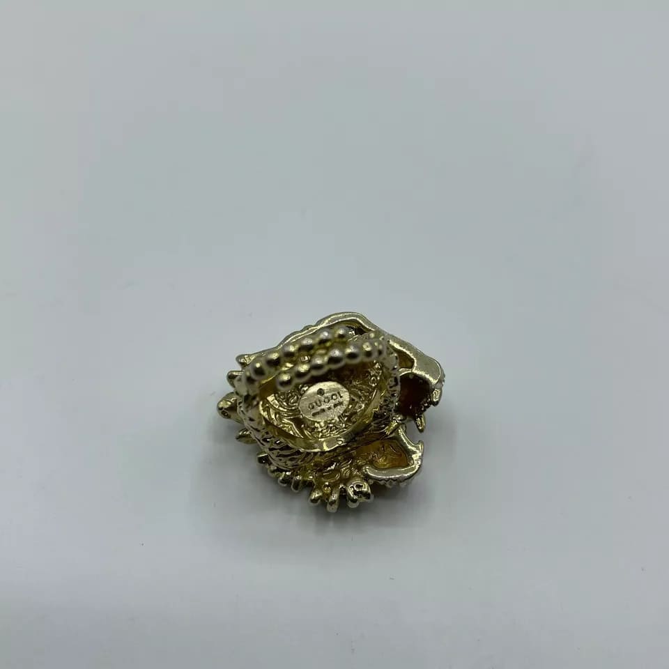 Gucci Women's Bronze Rajah Tiger Head Ring with Crystals