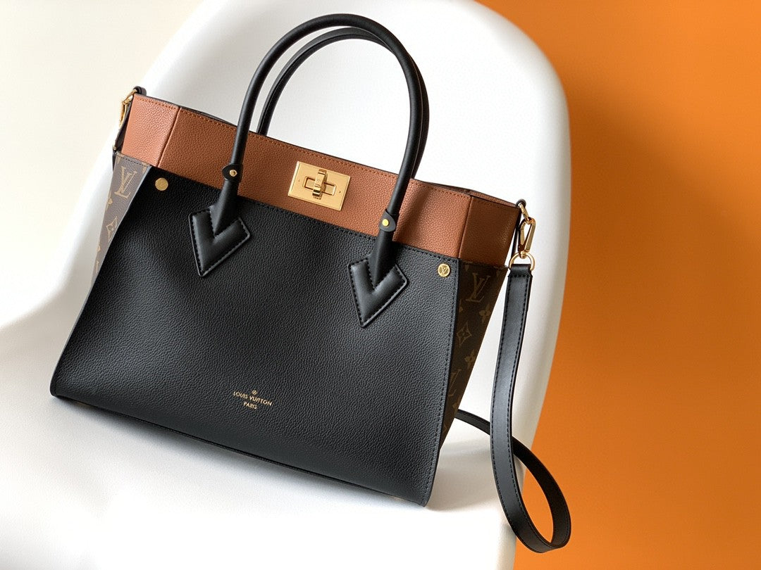 Louis Vuitton On My Side MM Tote Bag Monogram Canvas Black For Women,  Shoulder Bags 12in/31cm Louis Vuitton M53823