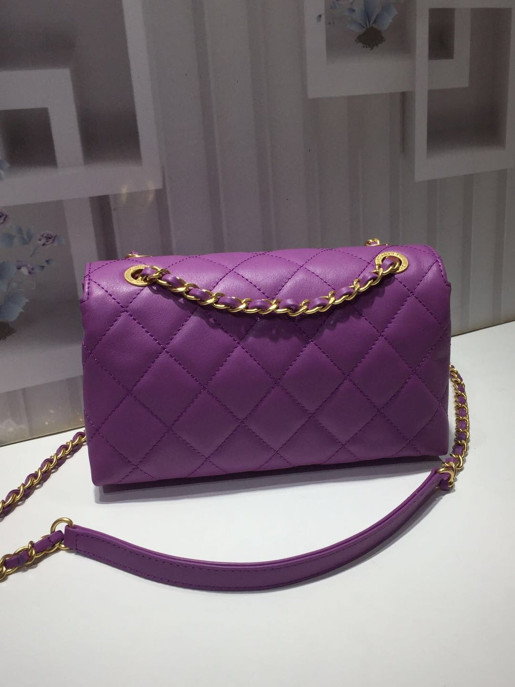 ChanelFront Logo Small GlamIap Bag Gold Hardware Purple For Women Handbags, Shoulder Bags 8.2in/21cm AS1490