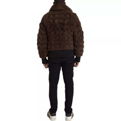 Bottega Veneta Brown Fur Lamb Shearling Coat Men's Jacket