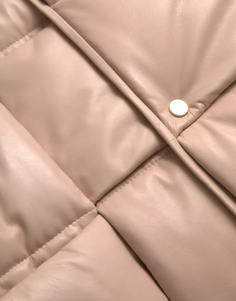 Bottega Veneta Beige Quilted Sleeveless Calf Leather Men's Jacket
