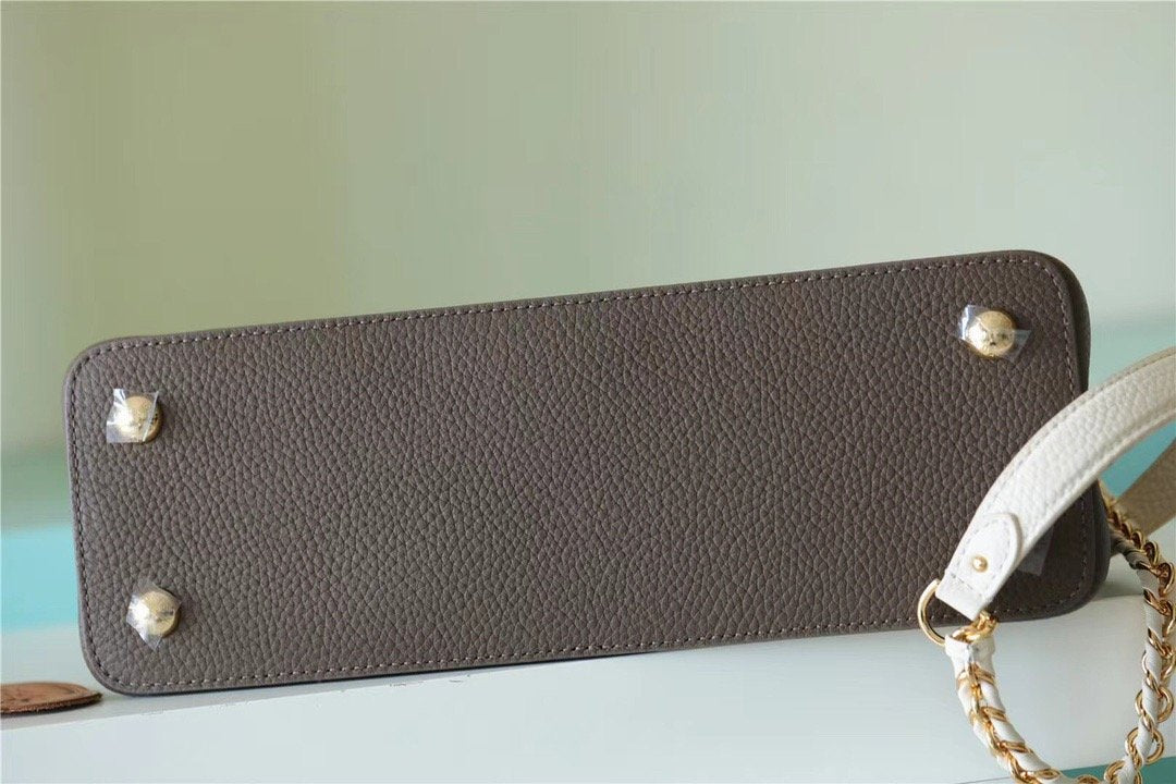 Louis Vuitton Capucines MM Taurillon Smokey Brown Green/ Creme/ Pink For Women,  Shoulder And Crossbody Bags 31.5cm/12.4in Louis Vuitton M59516