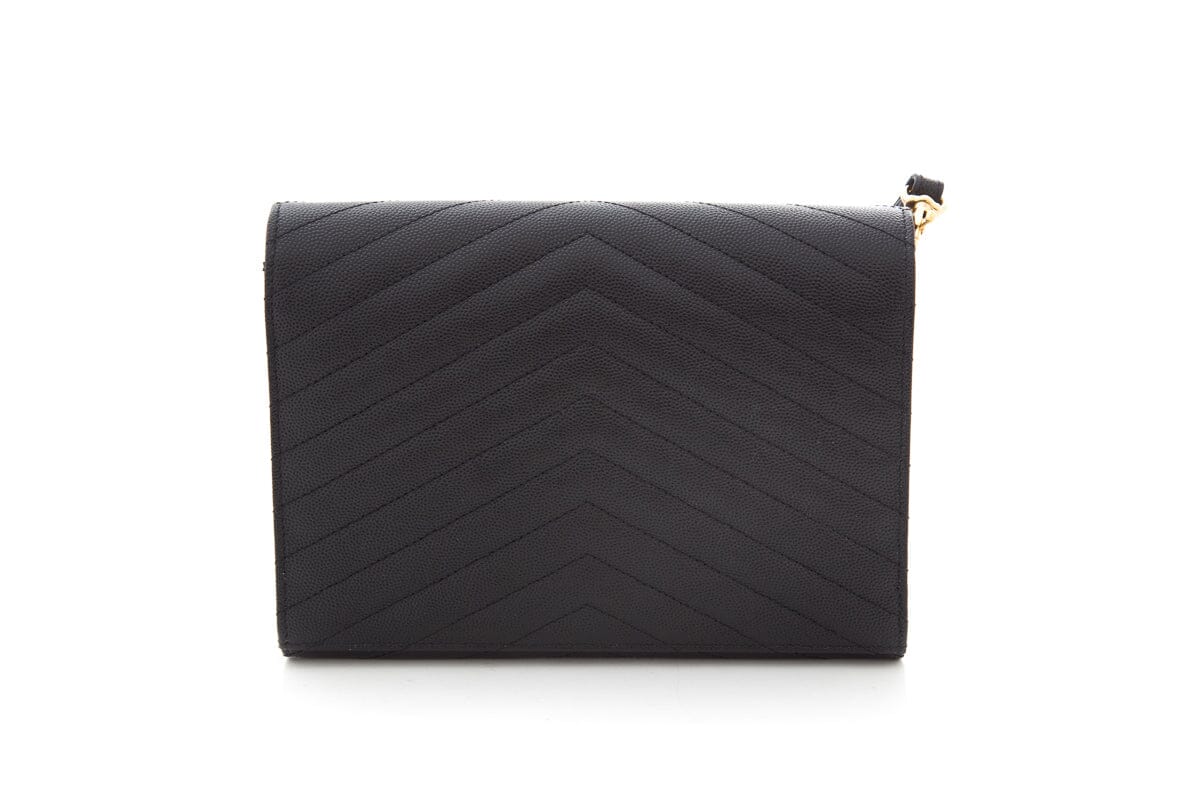 Saint Laurent Black Grain De Poudre Envelope Clutch
