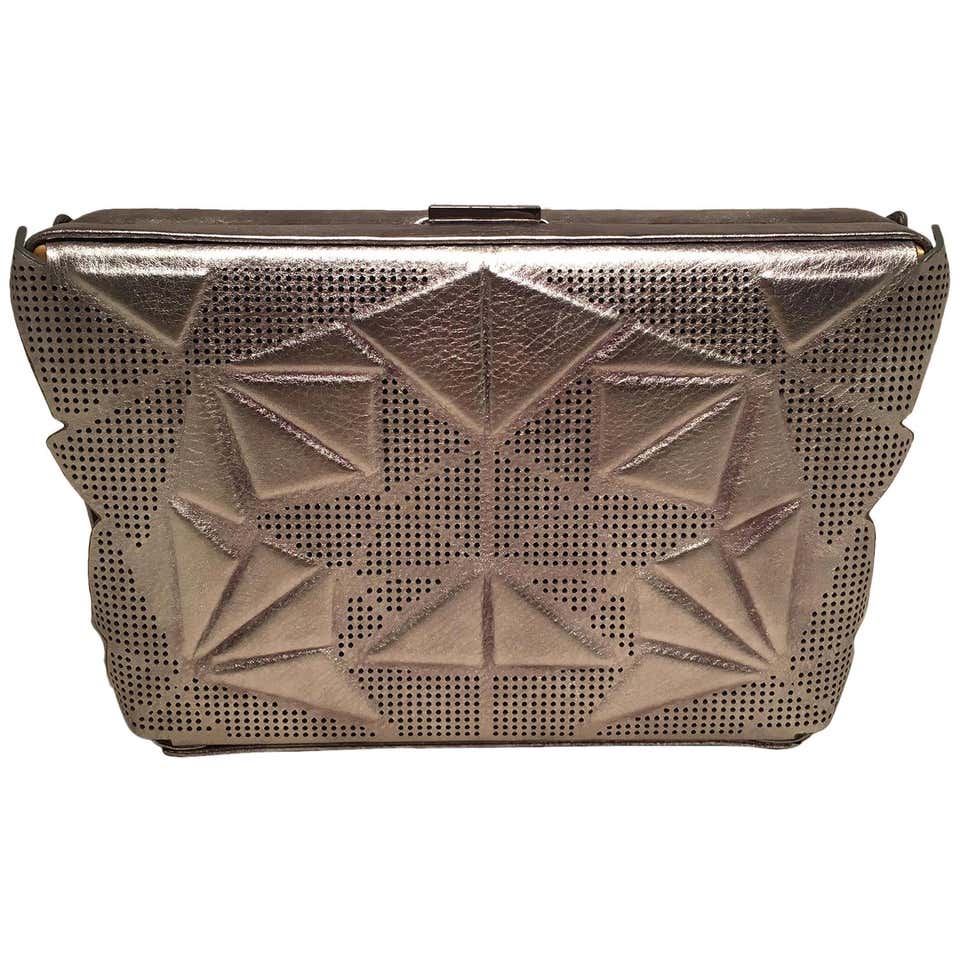 Tonya Hawkes SiLouis Vuittoner Metallic Embossed and Laser Cut Leather Convertible Clutch