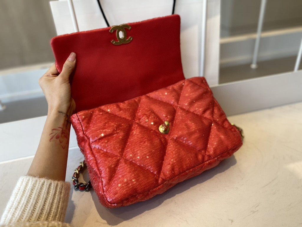 Chanel 19 GlamIap Bag Gold Hardware Red For Women Handbags, Shoulder Bags 10.2in/26cm AS1160Ã‚Â 