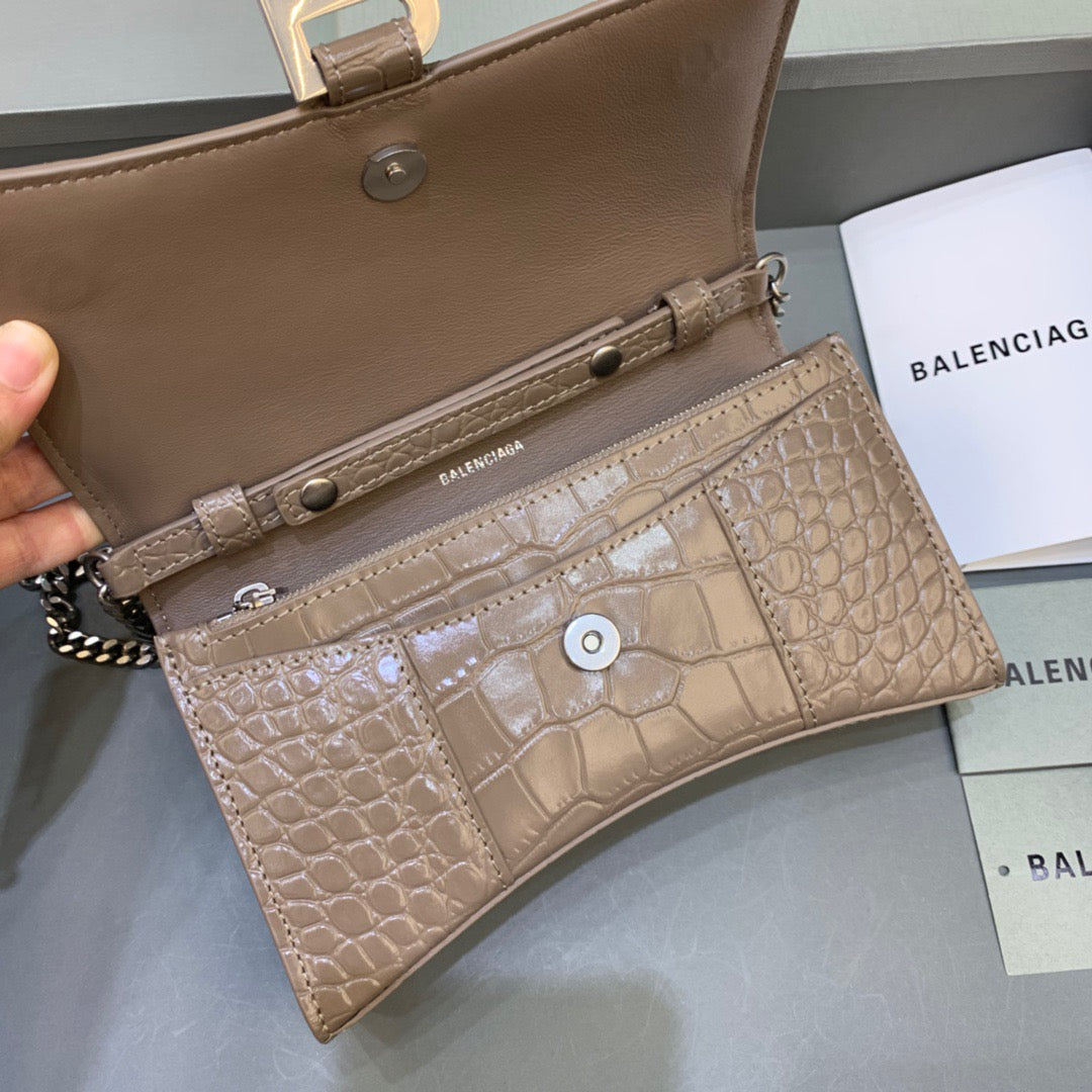 Downtown Small Shoulder Bag With Chain Brown, For Women,  Bags 11.8in/30cm