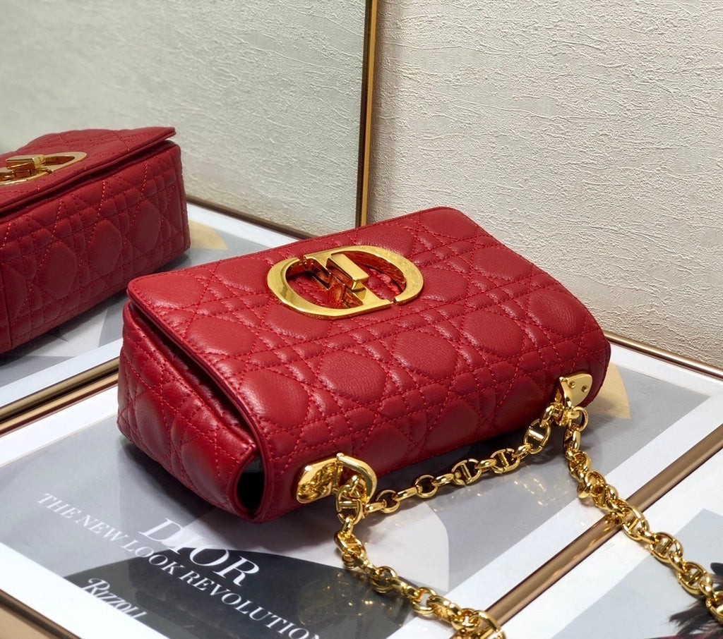 Dior Small Caro Bag Red For Women, Women’s Handbags, Shoulder Bags, Crossbody Bags 20cm/8in CD
