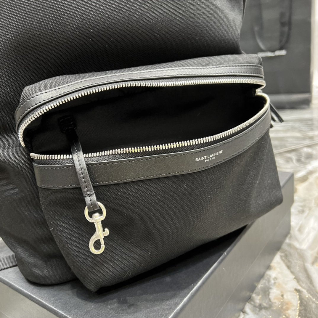 Top Quality City Backpack In Canvas Unisex For Women 15in/38cm Black YSL