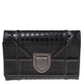 Dior Metallic Grey Micro Cannage  Leather Diorama Trifold Wallet..